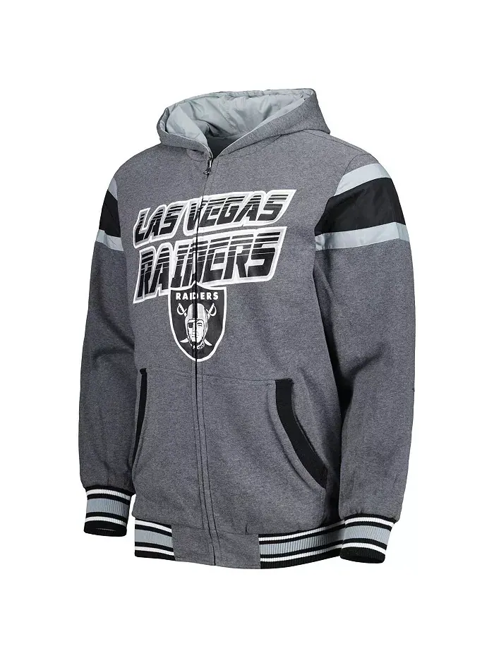 Мужская черная и серая реверсивная худи с полной застежкой-молнией Las Vegas Raiders Extreme Full — изображение 2 из 9