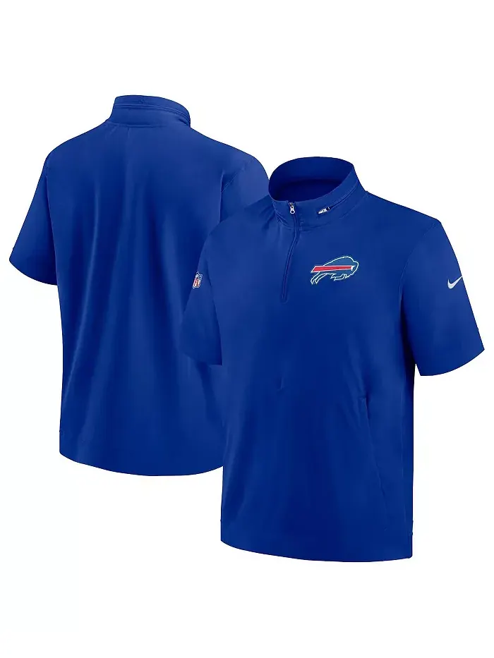 Мужская худи с короткими рукавами и молнией на четверть Royal Buffalo Bills Sideline Coach Nike — изображение 1 из 3