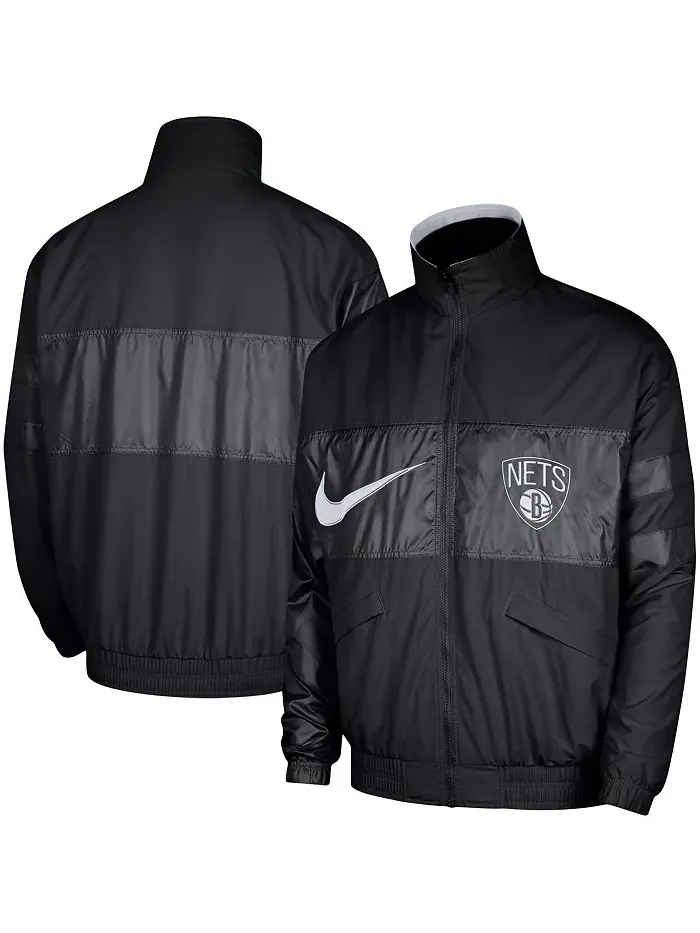 Мужская черная куртка с полной застежкой-молнией Brooklyn Nets Courtside Versus Capsule Nike