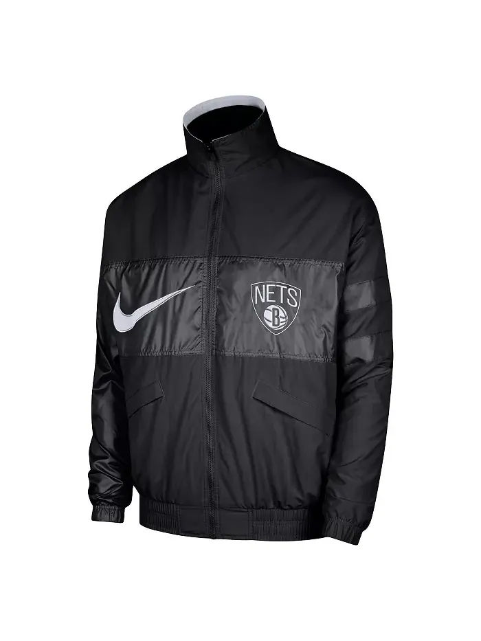 Мужская черная куртка с полной застежкой-молнией Brooklyn Nets Courtside Versus Capsule Nike — изображение 2 из 3