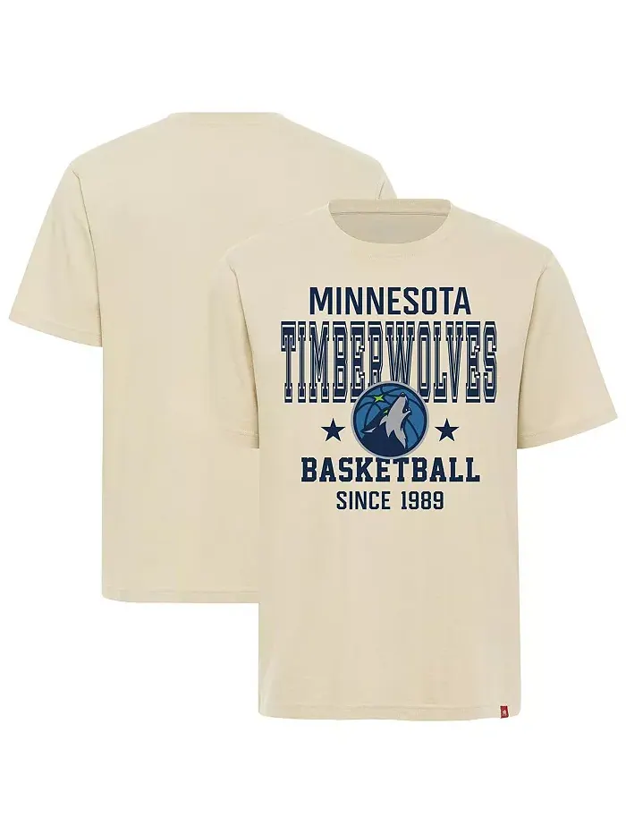 Мужская и женская футболка Minnesota Timberwolves Duke Premium кремового цвета Sportiqe
