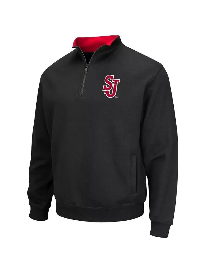 Мужская черная толстовка St. John's Red Storm Tortugas Logo с застежкой-молнией на четверть оборота — изображение 3 из 4