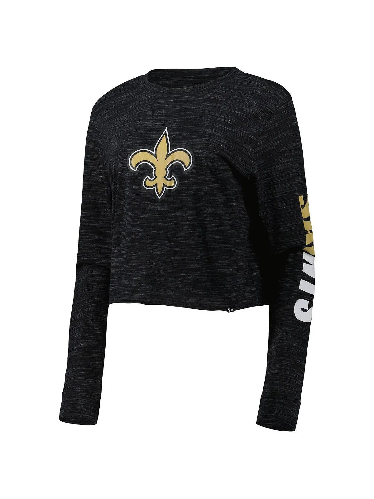 Женская черная укороченная футболка с длинным рукавом New Orleans Saints New Era — изображение 2 из 2, черный