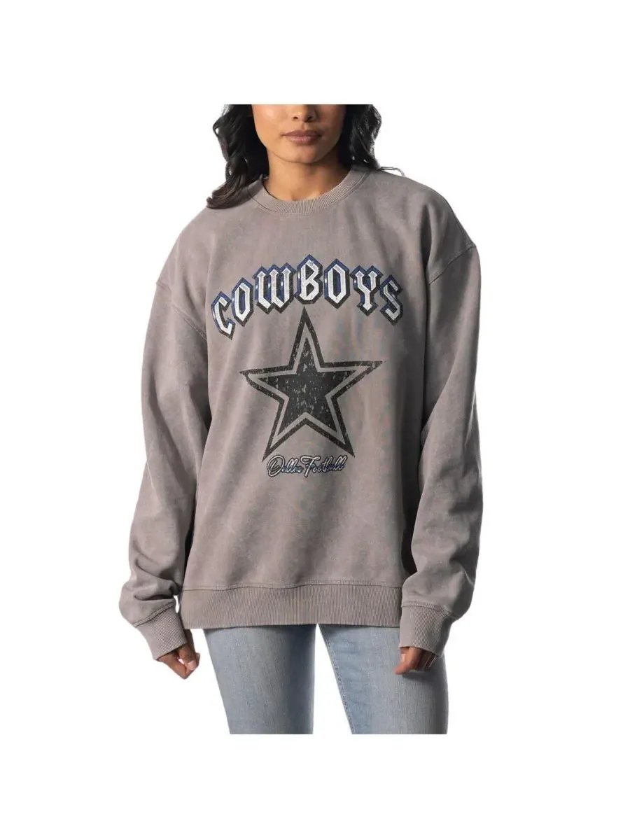 The Wild Collective Мужская и женская серая толстовка-пуловер с принтом команды Dallas Cowboys — изображение 2 из 2, серый