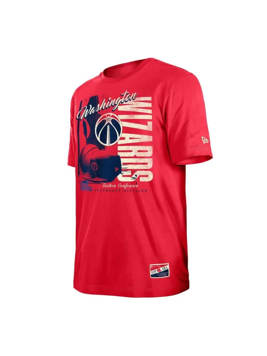 New Era Мужская красная футболка Washington Wizards в винтажном стиле с эффектом потертости — изображение 2 из 3, красный