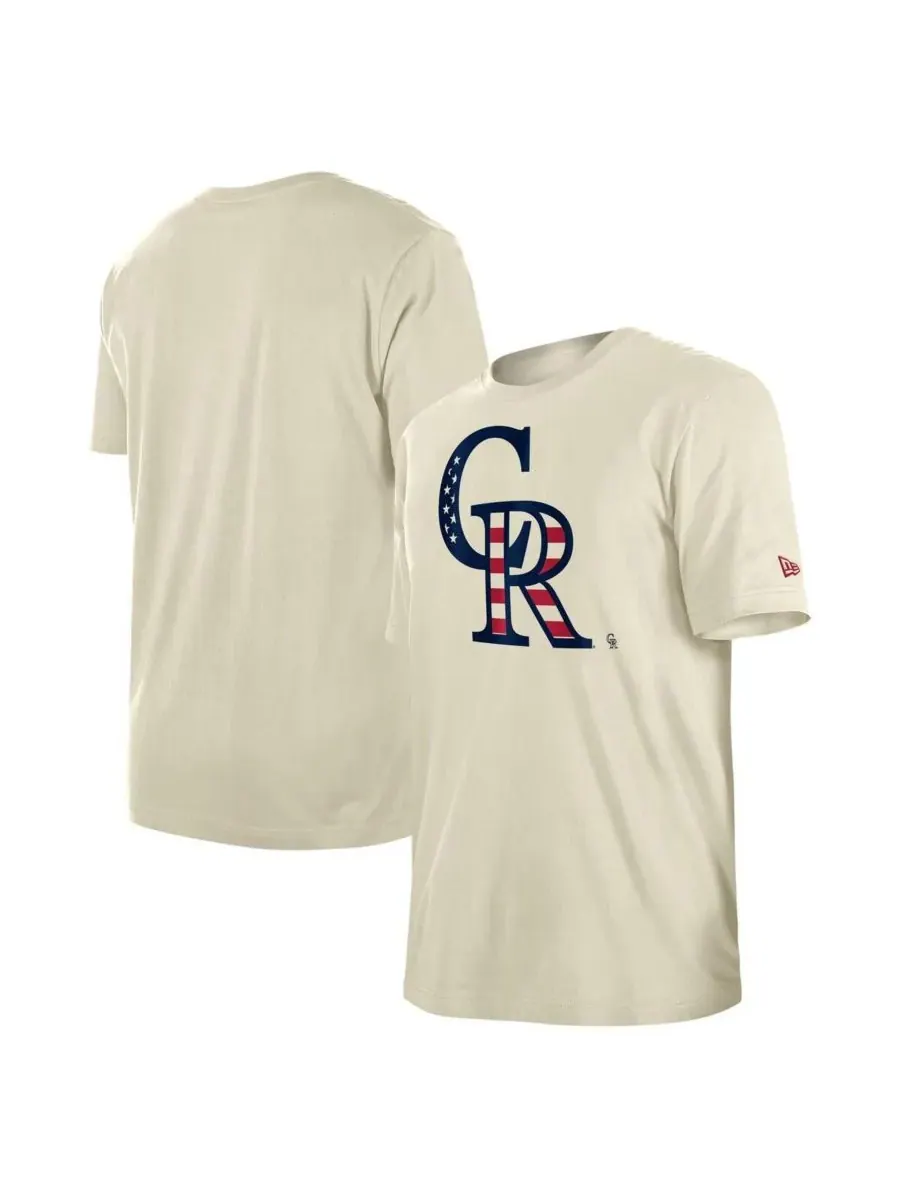 New Era Мужская кремовая футболка с изображением американского флага команды Colorado Rockies
