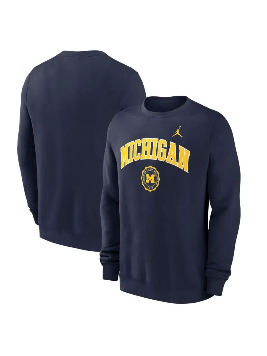 Jordan Мужская темно-синяя толстовка с эмблемой команды «Мичиган Росомаха» (Michigan Wolverines)