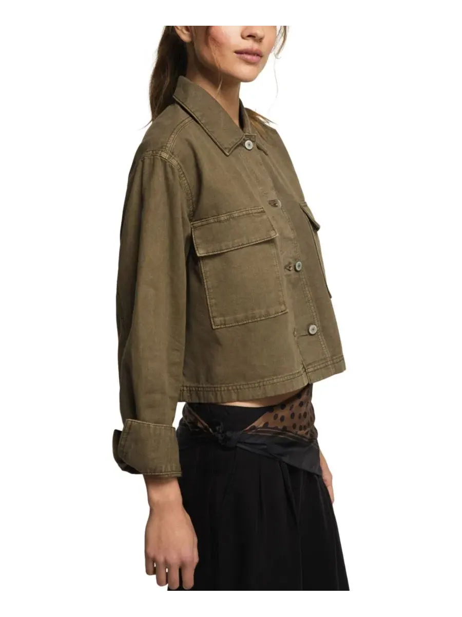 Женская джинсовая куртка-бомбер с воротником Lucky Brand, Easy Day Wash — изображение 3 из 5
