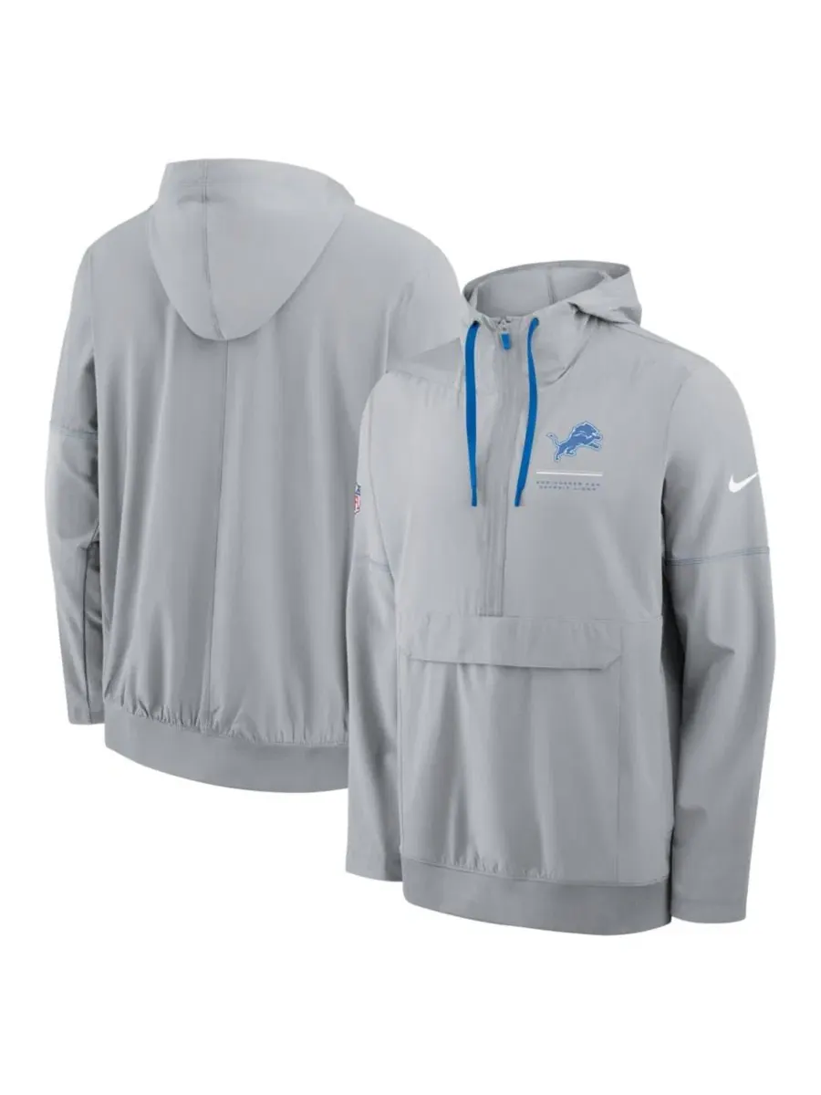 Мужская ветровка-худи с капюшоном Detroit Lions Sideline Logo Glory Anorak Half-Zip Nike