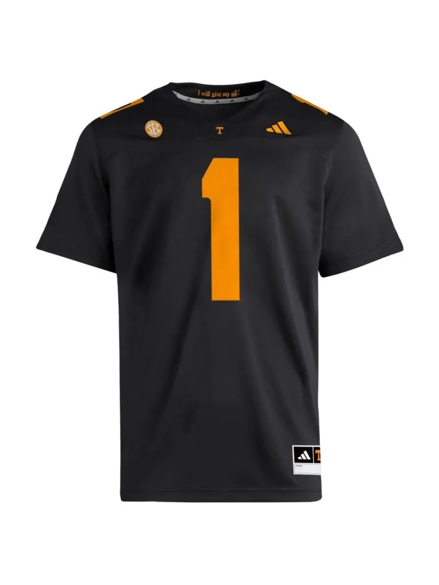 Футболка с V-образным вырезом и логотипом Tennessee Volunteers, модель Premier Jersey adidas — изображение 2 из 5, черный