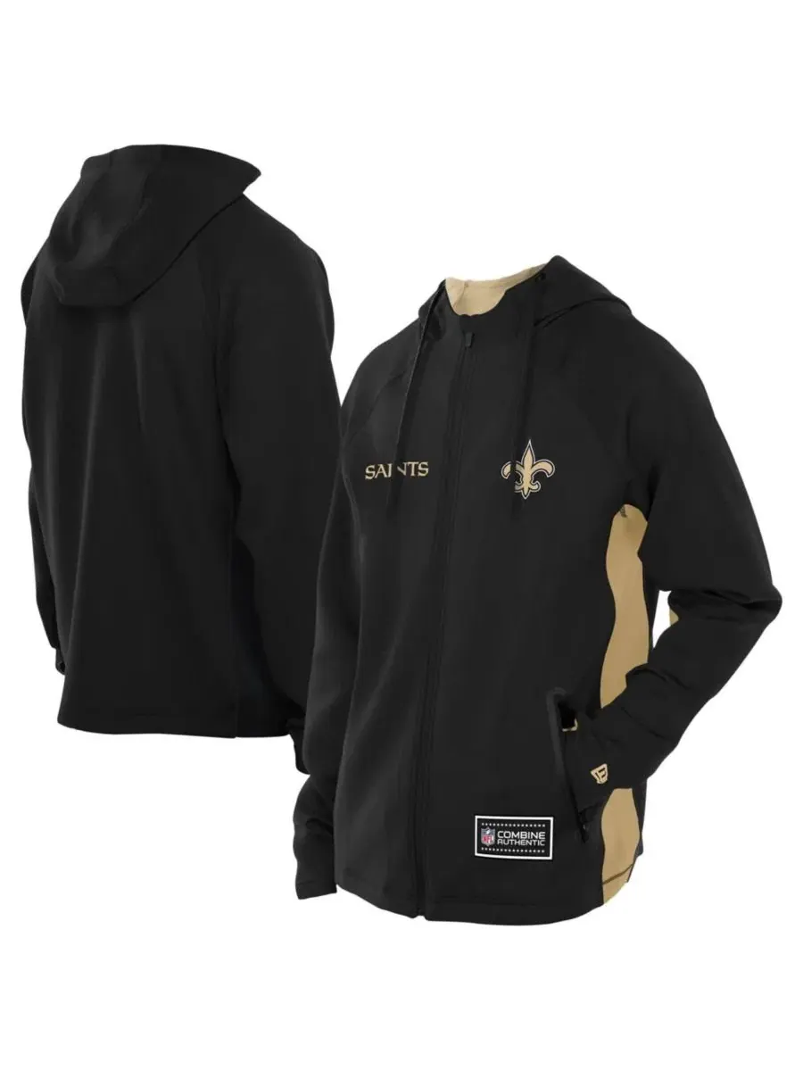 Худи-олимпийка с капюшоном и флисовой подкладкой New Orleans Saints Combine Authentic Raglan Scuba