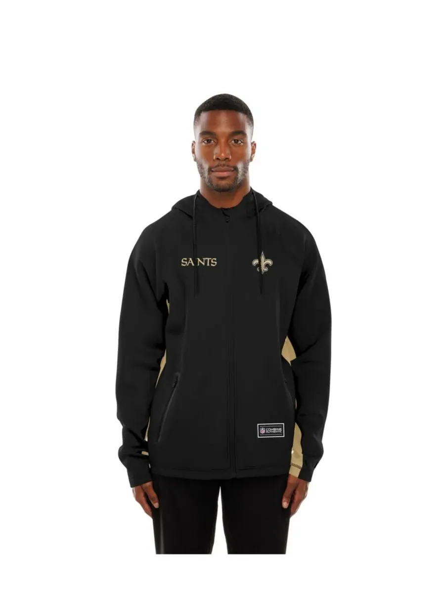 Худи-олимпийка с капюшоном и флисовой подкладкой New Orleans Saints Combine Authentic Raglan Scuba — изображение 2 из 5
