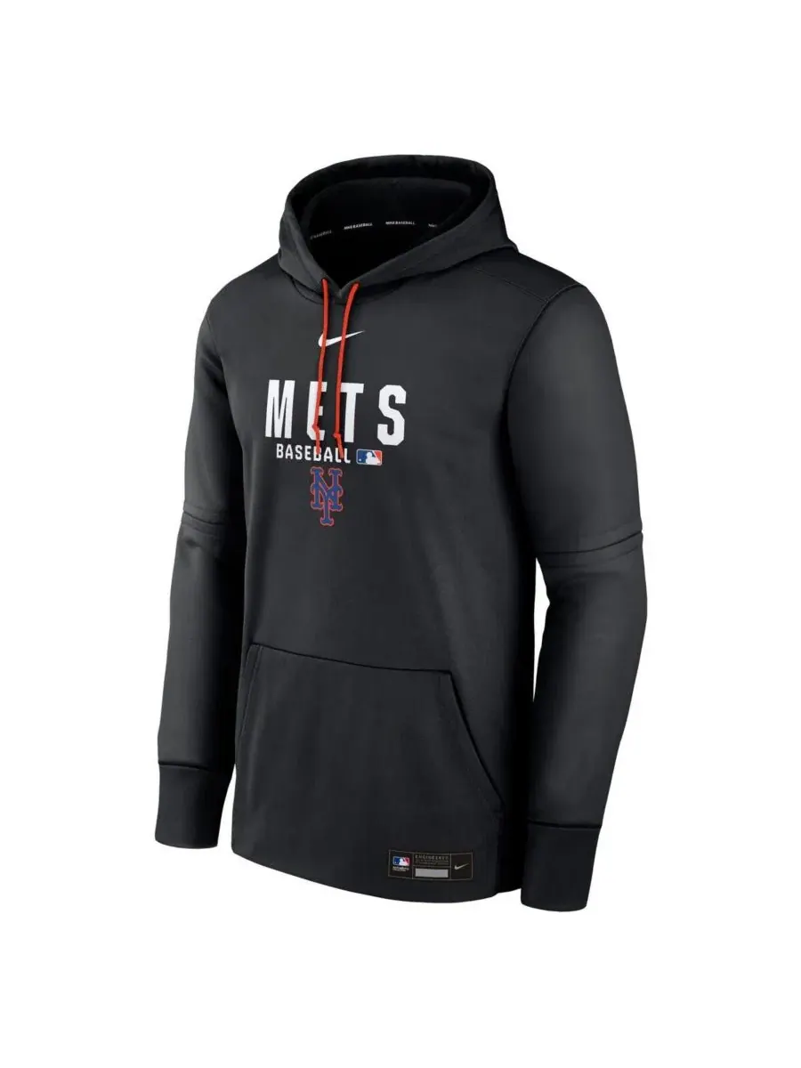 Худи с съемными рукавами Therma-FIT New York Mets Authentic Collection Nike — изображение 2 из 3, черный оранжевый
