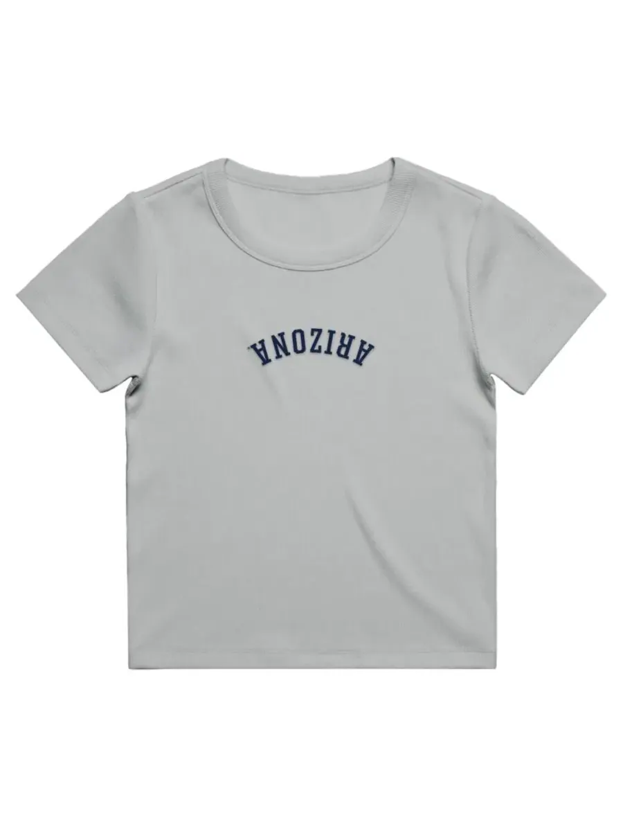 Футболка женская с вышивкой Upside Down Embroidery Uscape Apparel — изображение 2 из 2, серый