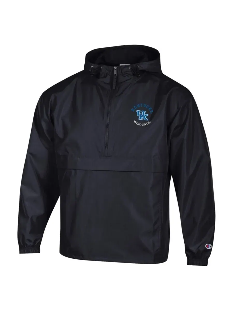 Ветровка-дождевик Champion Packable Hooded Windbreaker Half-Zip Jacket — изображение 3 из 3, черный