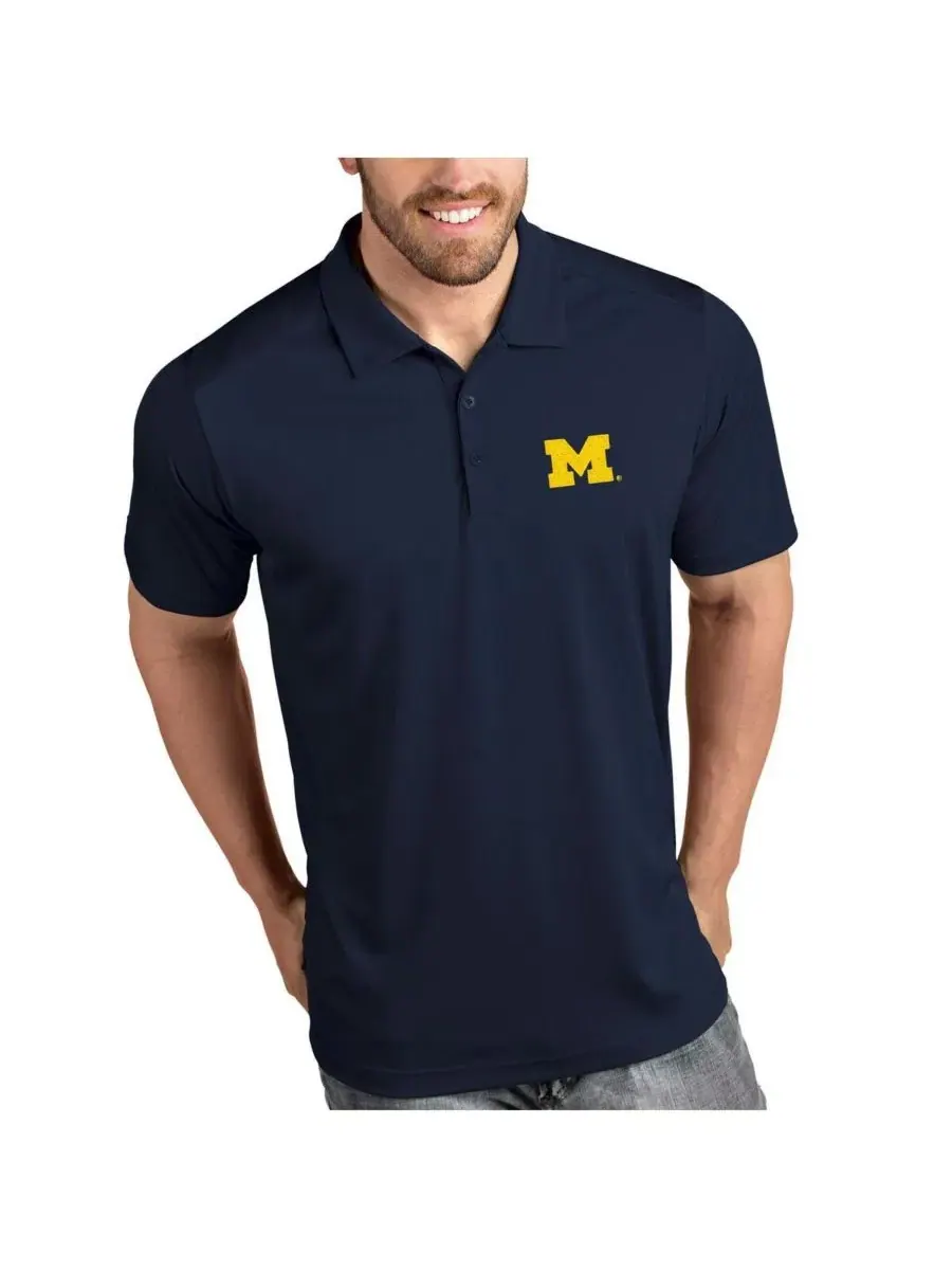 Поло с вышитым логотипом Michigan Wolverines Antigua