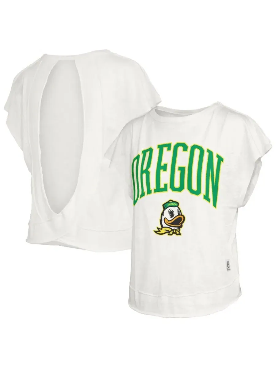 Футболка с открытой спиной Oregon Ducks Nelson Movement Open Back Slub Pressbox