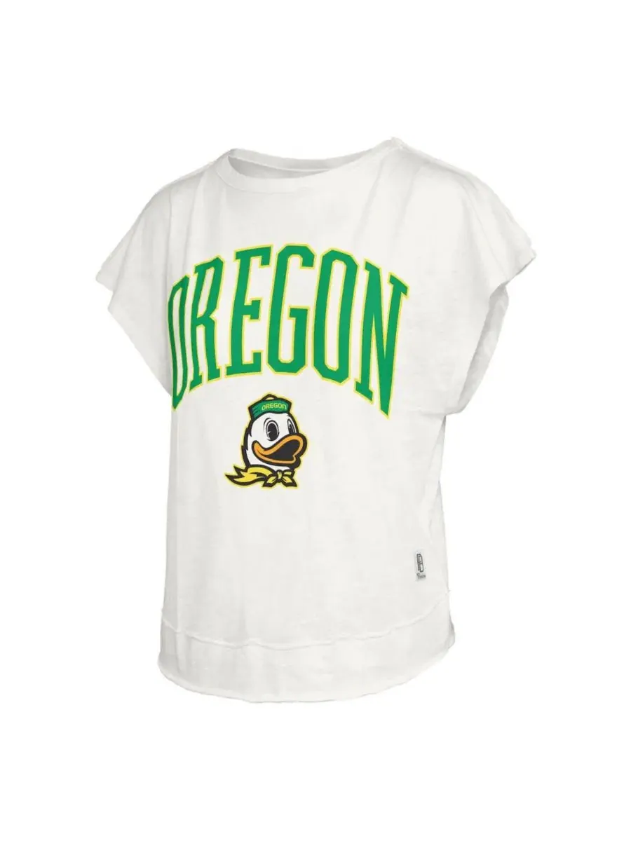 Футболка с открытой спиной Oregon Ducks Nelson Movement Open Back Slub Pressbox — изображение 3 из 3, белый
