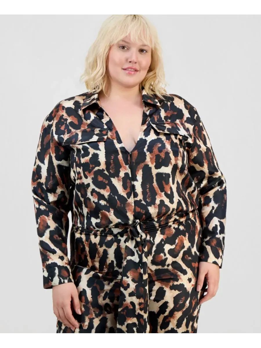 Комплект из атласной рубашки и брюк с принтом FULL CIRCLE TRENDS, Alice Leopard Parchment — изображение 4 из 5