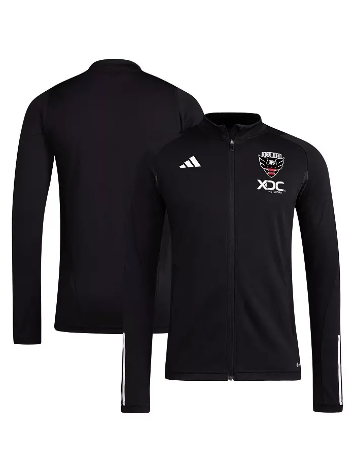Мужская черная тренировочная куртка D.C. United 2023 On-Field AEROREADY с молнией adidas — изображение 2 из 3