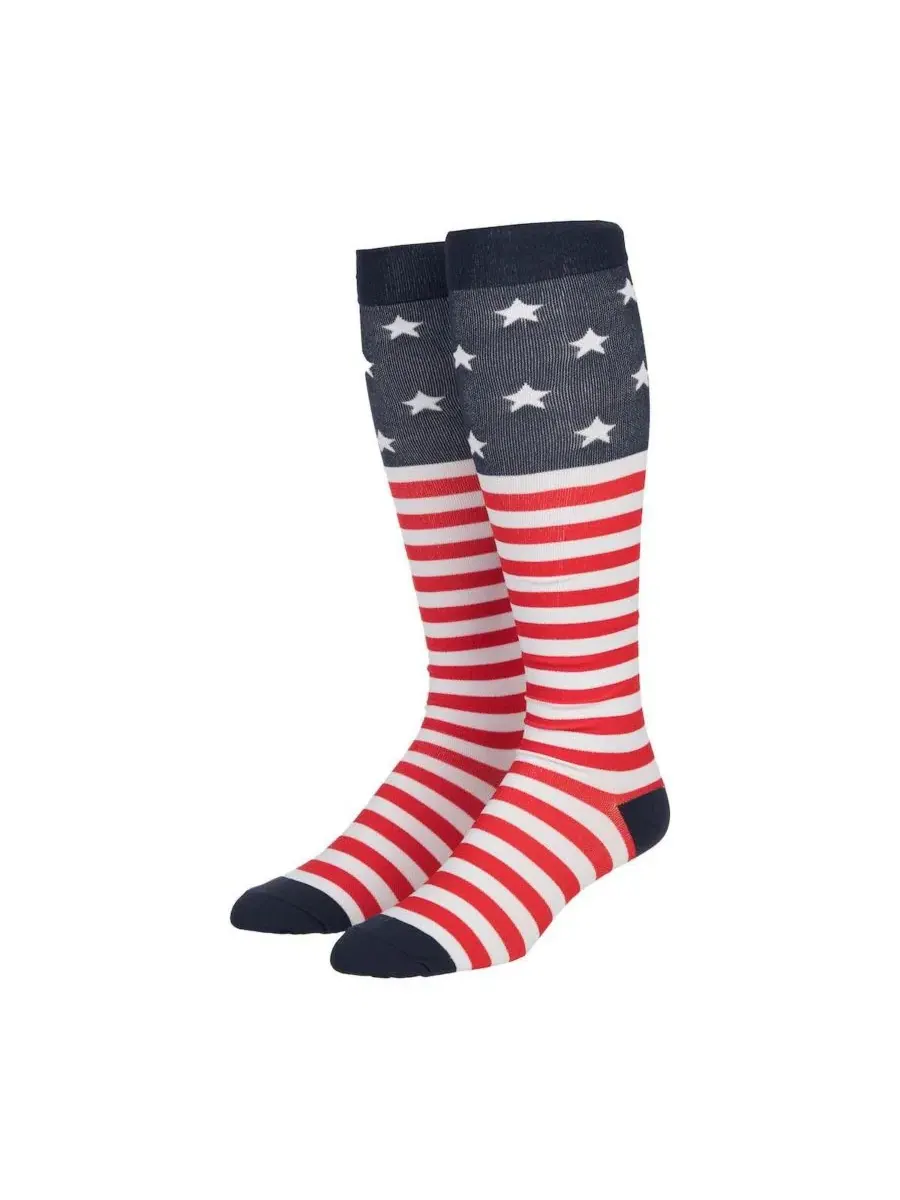 Носки высокие с принтом флага и сердечек, модель Flag & Patriotic Hearts Generic, Flag & Patriotic — изображение 2 из 5