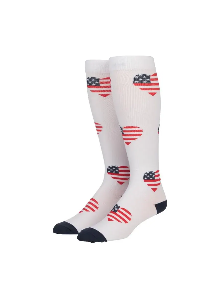 Носки высокие с принтом флага и сердечек, модель Flag & Patriotic Hearts Generic, Flag & Patriotic — изображение 4 из 5