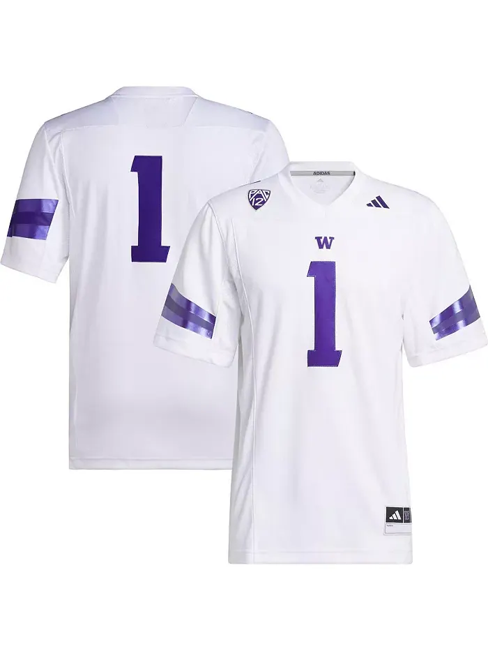 Мужская футбольная джерси Washington Huskies Premier #1 белого цвета adidas