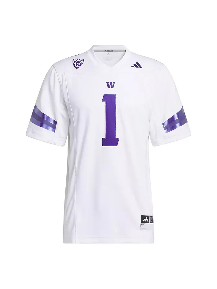 Мужская футбольная джерси Washington Huskies Premier #1 белого цвета adidas — изображение 2 из 3