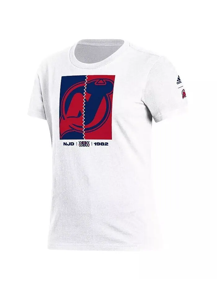 Женская белая футболка New Jersey Devils Reverse Retro 2.0 Playmaker Adidas — изображение 2 из 3