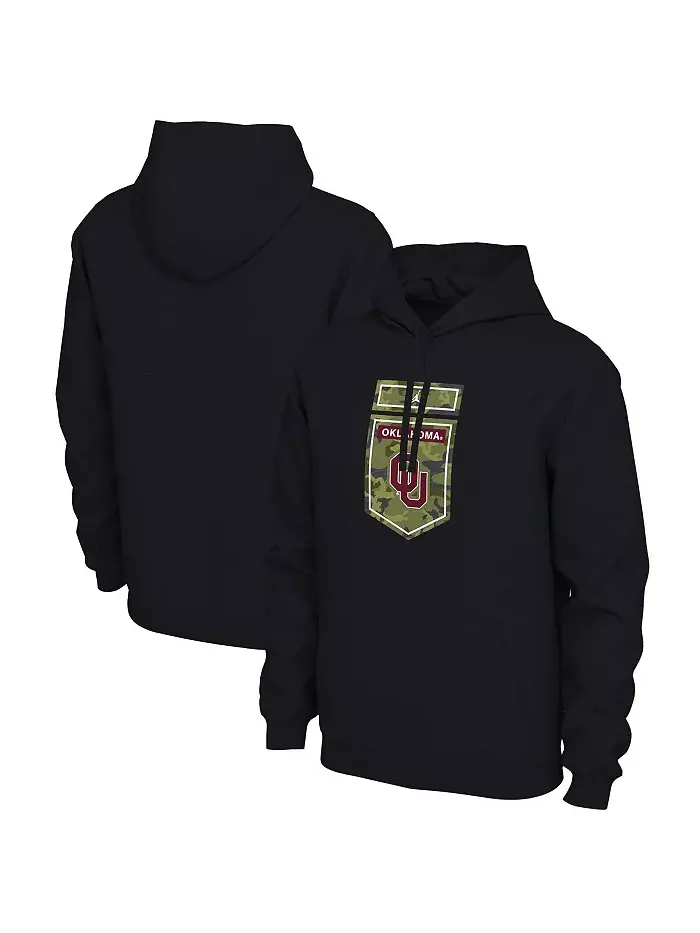 Мужская черная толстовка с капюшоном Oklahoma Sooners Veterans Camo Jordan