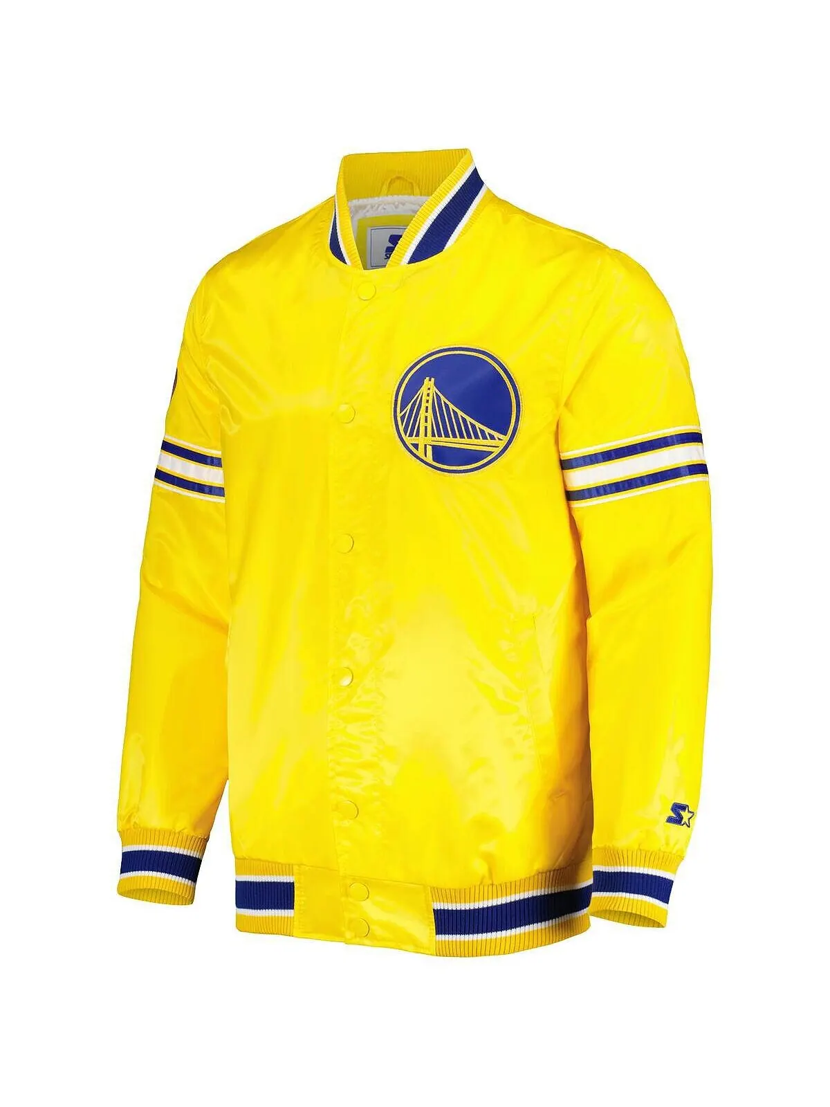 Мужская атласная университетская куртка с длинными кнопками Golden State Warriors Slider — изображение 2 из 4, золото