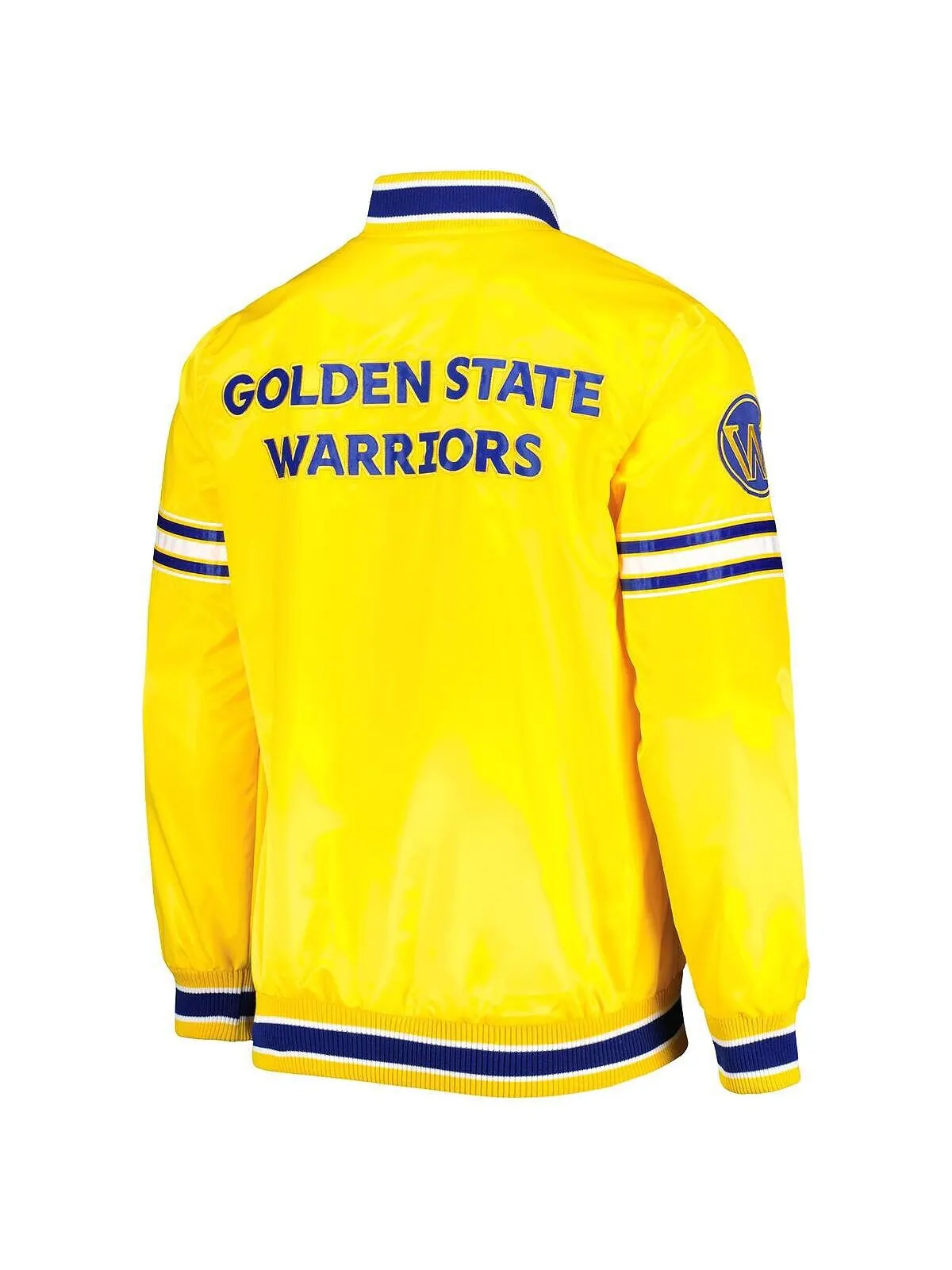 Мужская атласная университетская куртка с длинными кнопками Golden State Warriors Slider — изображение 3 из 4, золото