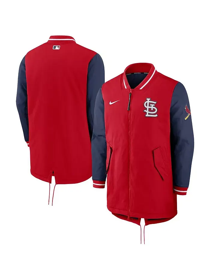 Мужская красная куртка St. Louis Cardinals Dugout Performance с застежкой-молнией на всю длину Nike