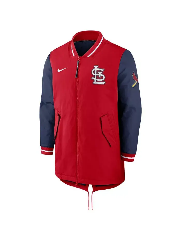 Мужская красная куртка St. Louis Cardinals Dugout Performance с застежкой-молнией на всю длину Nike — изображение 2 из 3