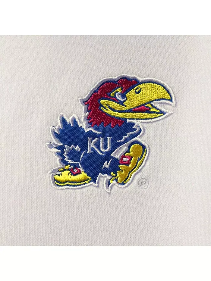 Мужская белая толстовка с черепаховым логотипом Kansas Jayhawks на четверть молнии для больших — изображение 4 из 4