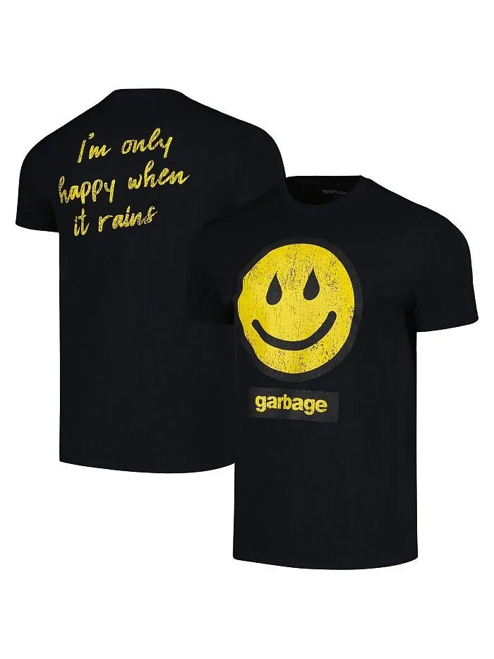 Мужская черная футболка с рисунком Garbage I'm Only Happy When It Rains Manhead Merch — изображение 1 из 3, черный