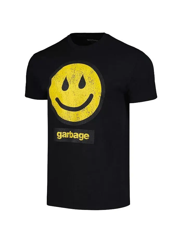 Мужская черная футболка с рисунком Garbage I'm Only Happy When It Rains Manhead Merch — изображение 2 из 3
