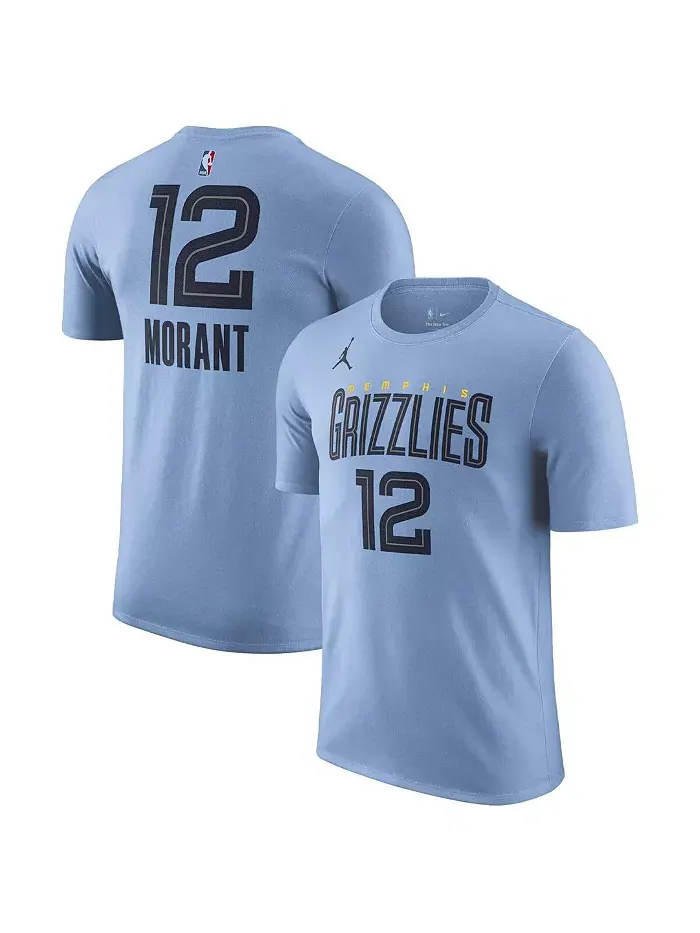 Мужская футболка Ja Morant Memphis Grizzlies светло-голубая Statement Edition с именем и номером