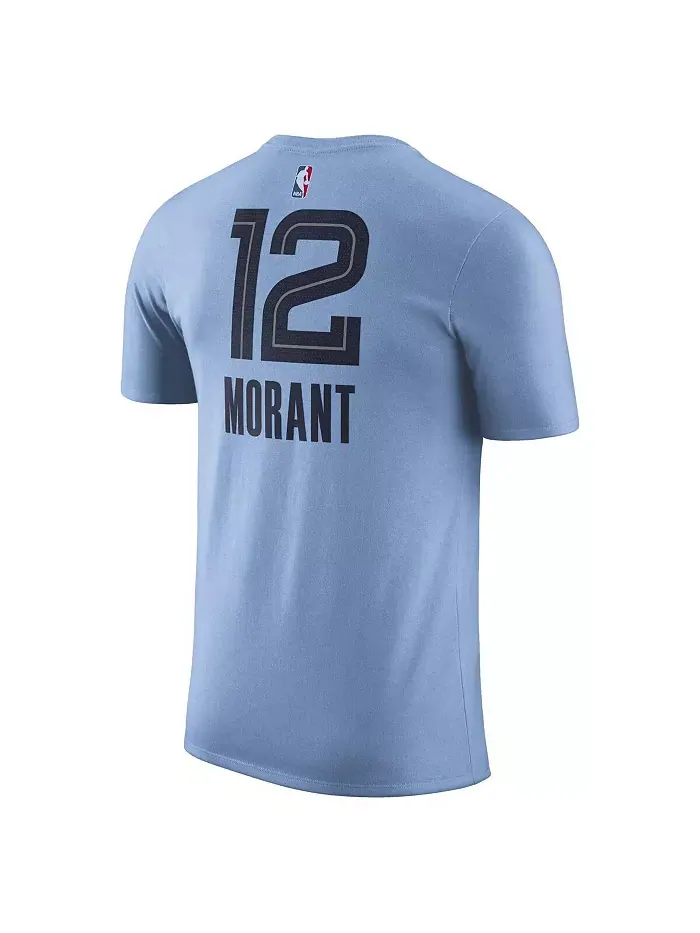 Мужская футболка Ja Morant Memphis Grizzlies светло-голубая Statement Edition с именем и номером — изображение 2 из 3
