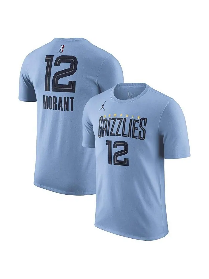 Голубая мужская футболка бренда Ja Morant Memphis Grizzlies 2022/23 Statement Edition с именем и — изображение 1 из 3
