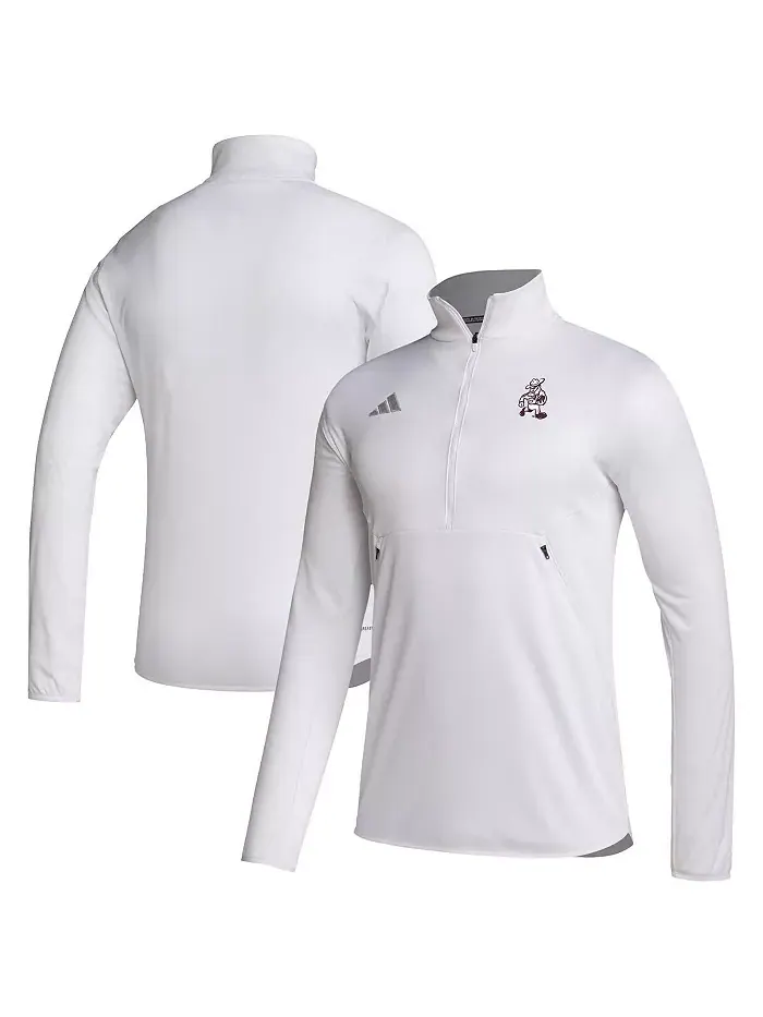 Мужская белая толстовка Texas A&M Aggies Ol' Sarge Sideline с молнией до середины груди adidas