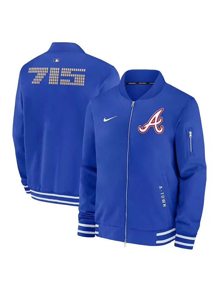 Мужская бомбер-куртка с полной застежкой-молнией Atlanta Braves Authentic Collection City Connect