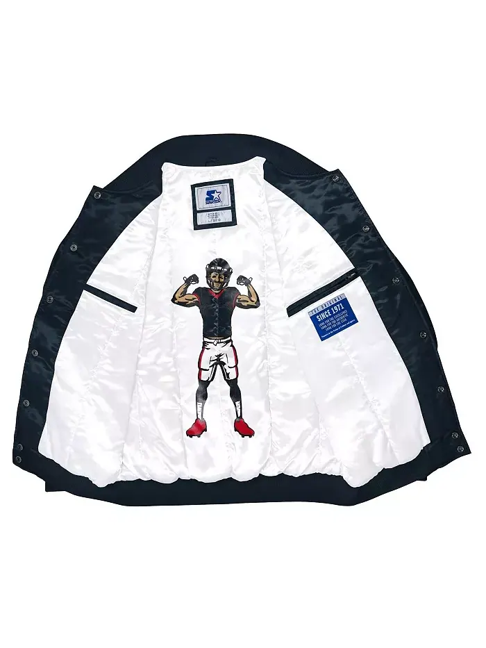 Мужская синяя бейсбольная куртка Houston Texans Exclusive Satin на молнии Starter — изображение 2 из 3