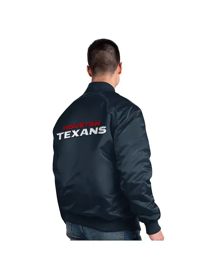 Мужская синяя бейсбольная куртка Houston Texans Exclusive Satin на молнии Starter — изображение 3 из 3