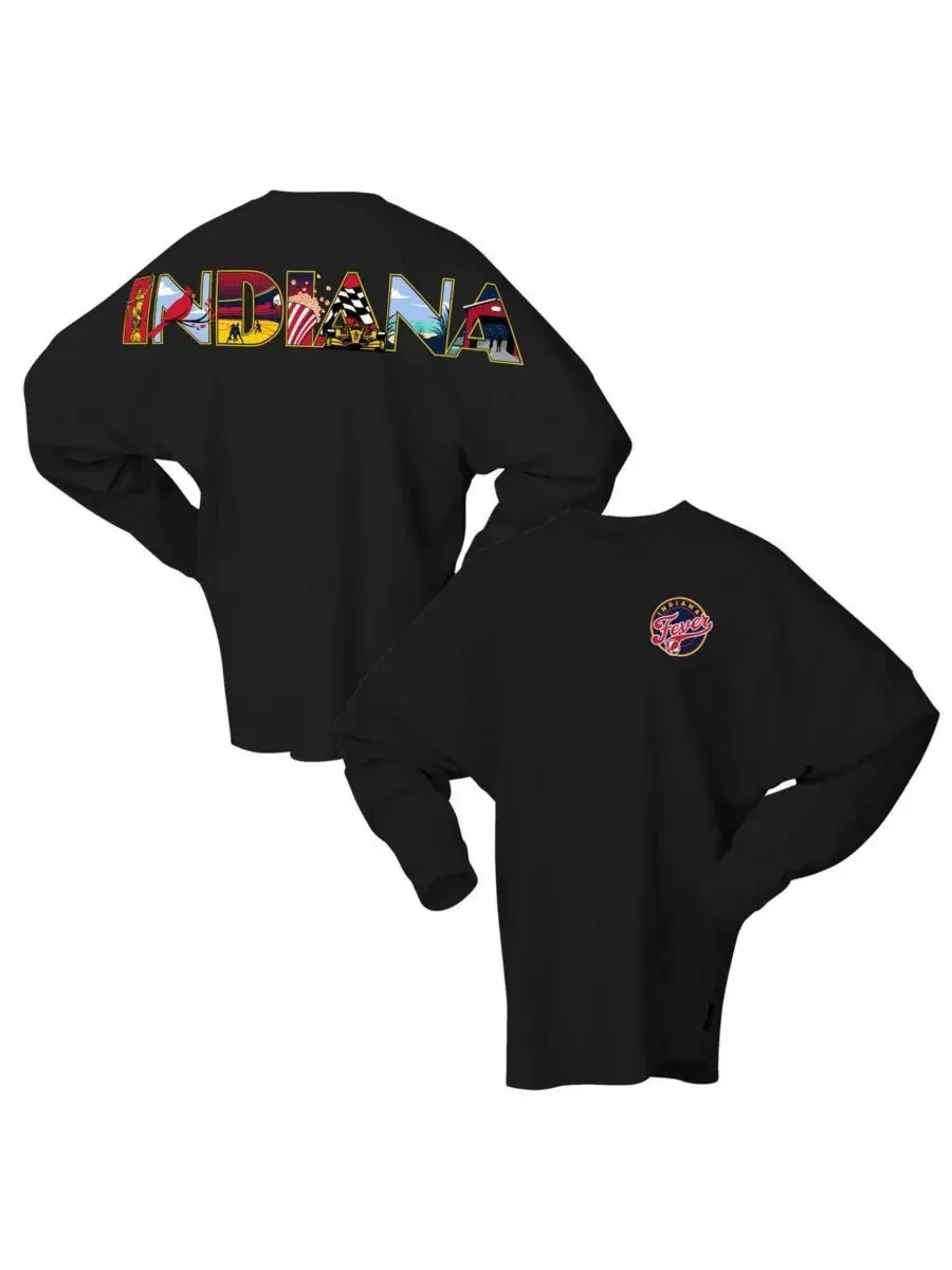 Spirit Jersey Женская черная футболка с длинными рукавами в стиле «Индиана Фэвер» оверсайз, в стиле — черный