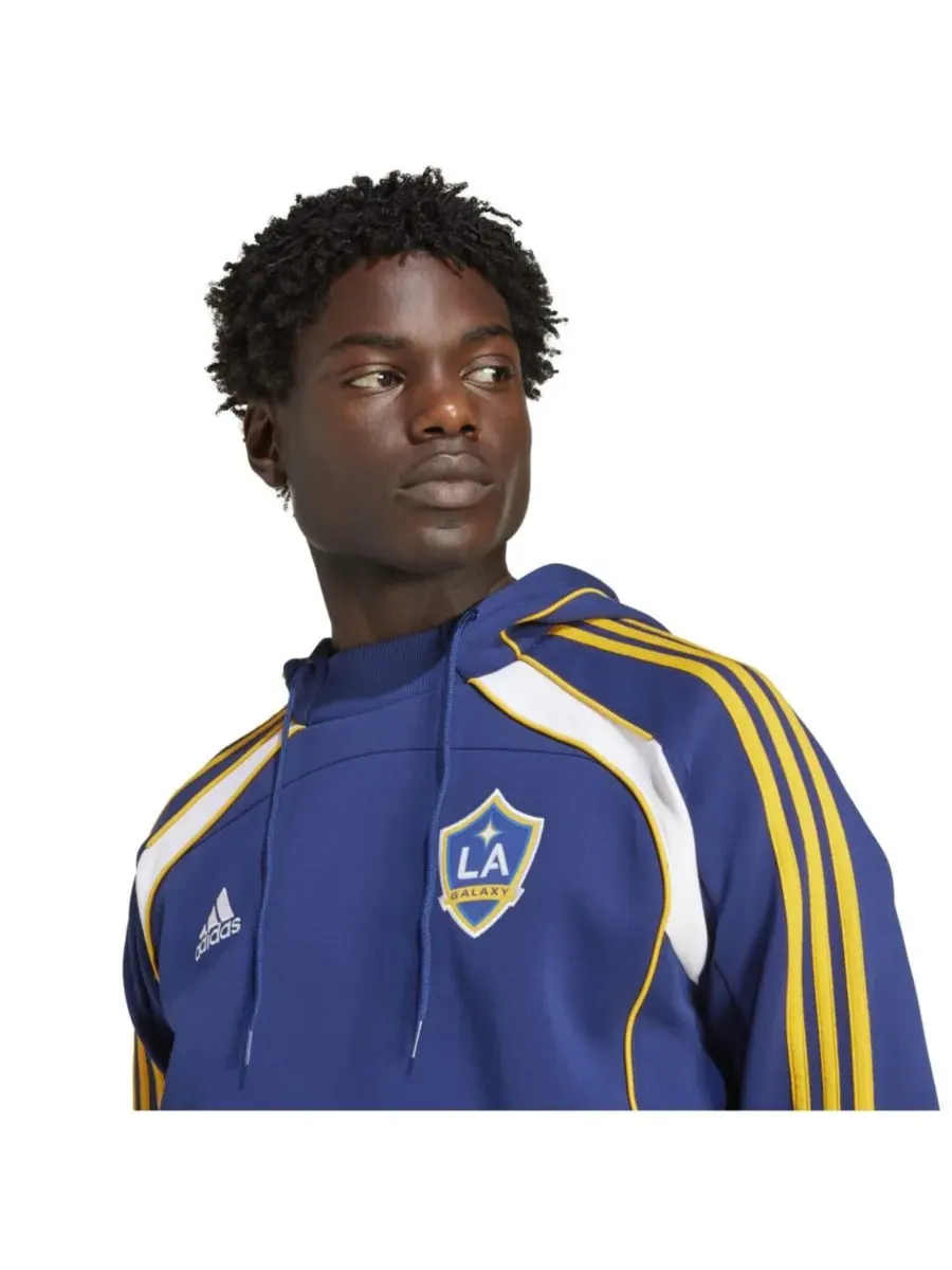Adidas Мужская темно-синяя толстовка с капюшоном LA Galaxy 2025 Travel — изображение 2 из 5, темно-синий