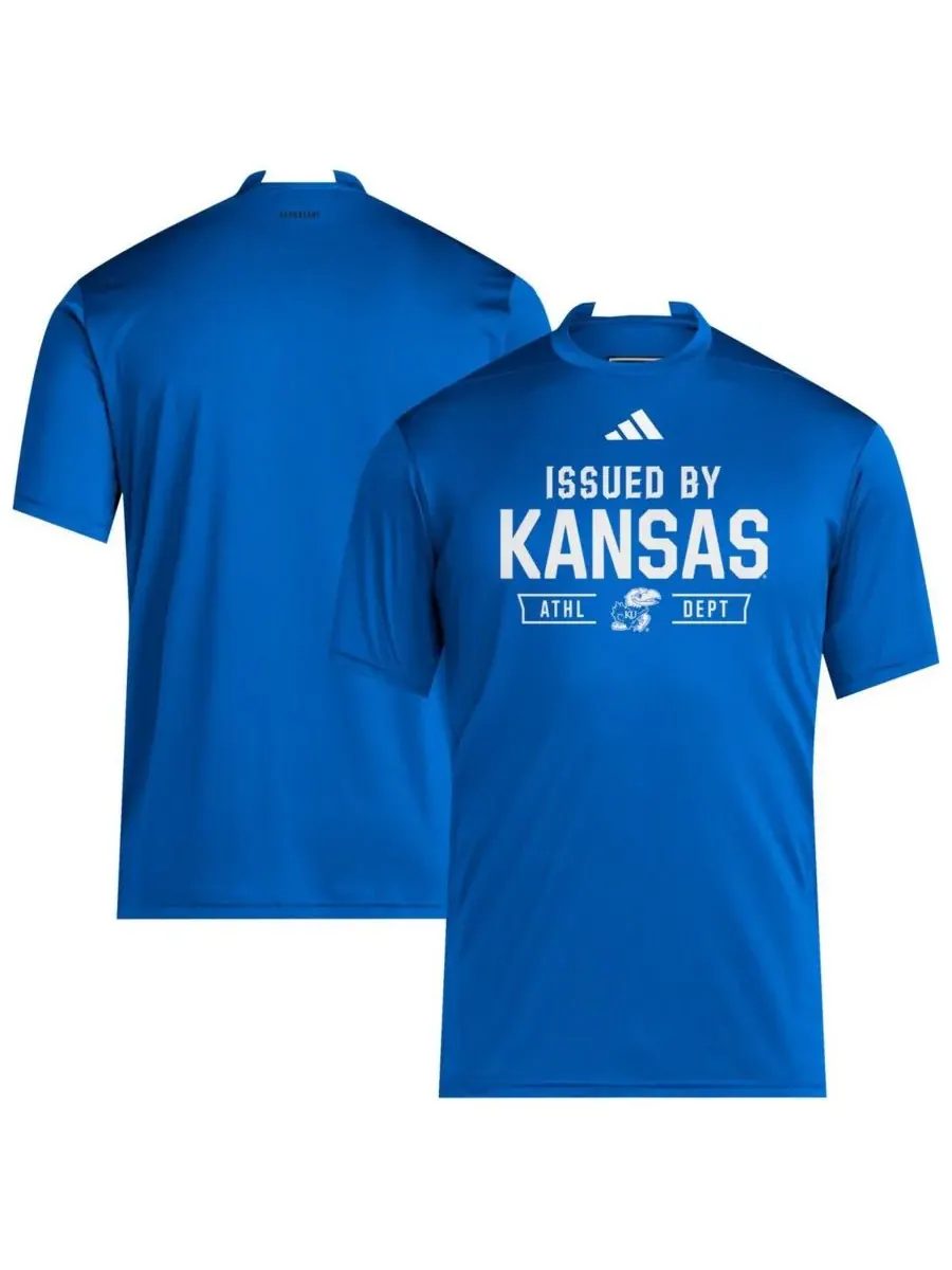 Мужская футболка команды Royal Kansas Jayhawks 2025 Training Performance Team Adidas