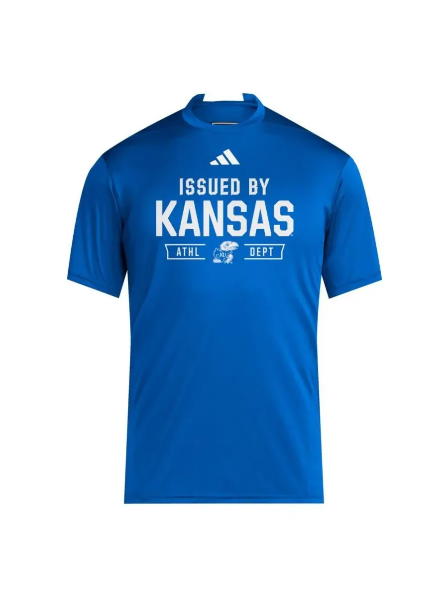 Мужская футболка команды Royal Kansas Jayhawks 2025 Training Performance Team Adidas — изображение 2 из 3, королевский