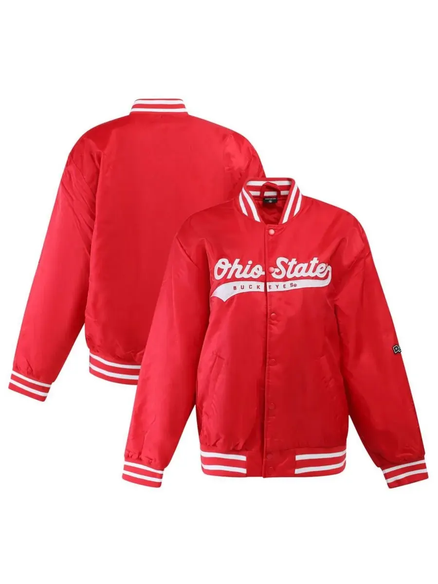 Женская алая куртка Ohio State Buckeyes A-Game Varsity с застежкой на кнопках Hype And Vice — красный