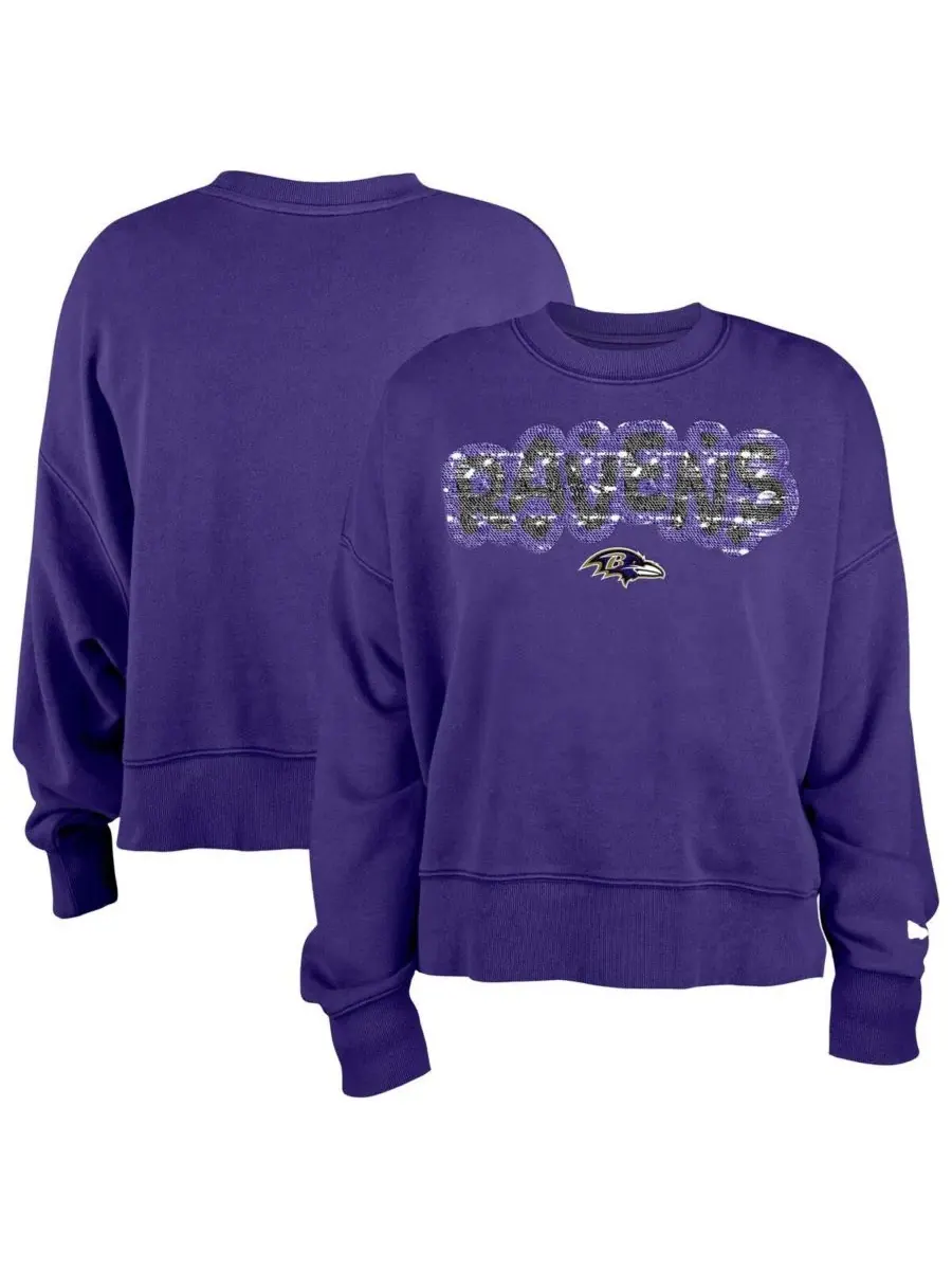 New Era Детская фиолетовая толстовка с пайетками в стиле Baltimore Ravens